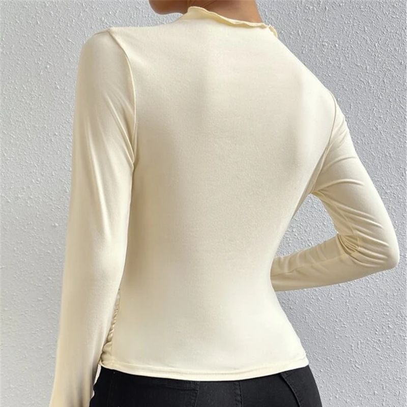 Damen Figurbetontes Langarmshirt mit Seitlicher Raffung und Drapée-Detail Drune
