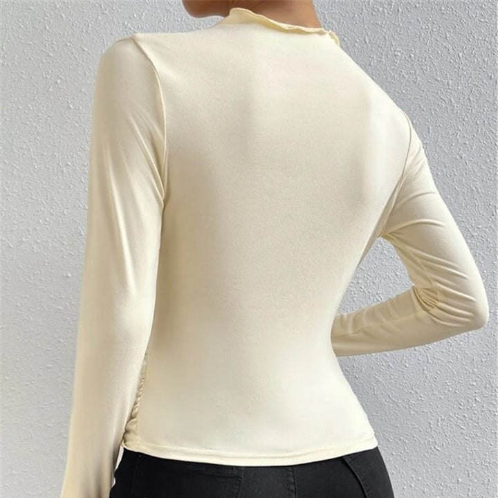 Damen Figurbetontes Langarmshirt mit Seitlicher Raffung und Drapée-Detail Drune