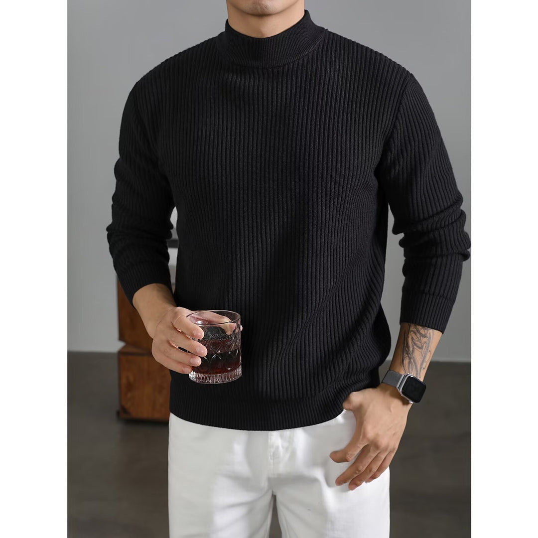 Herren Modischer Rollkragenpullover aus Rippstrick Drune