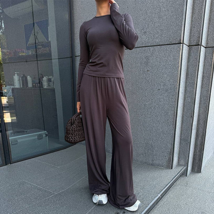 Damen elegante Loungewear-Kombination mit Kapuze und weitem Schnitt Drune
