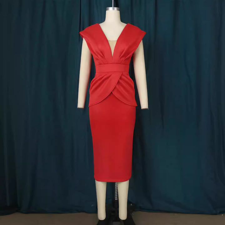 Damen Midi-Dress mit elegantem Drapierungsdesign Drune