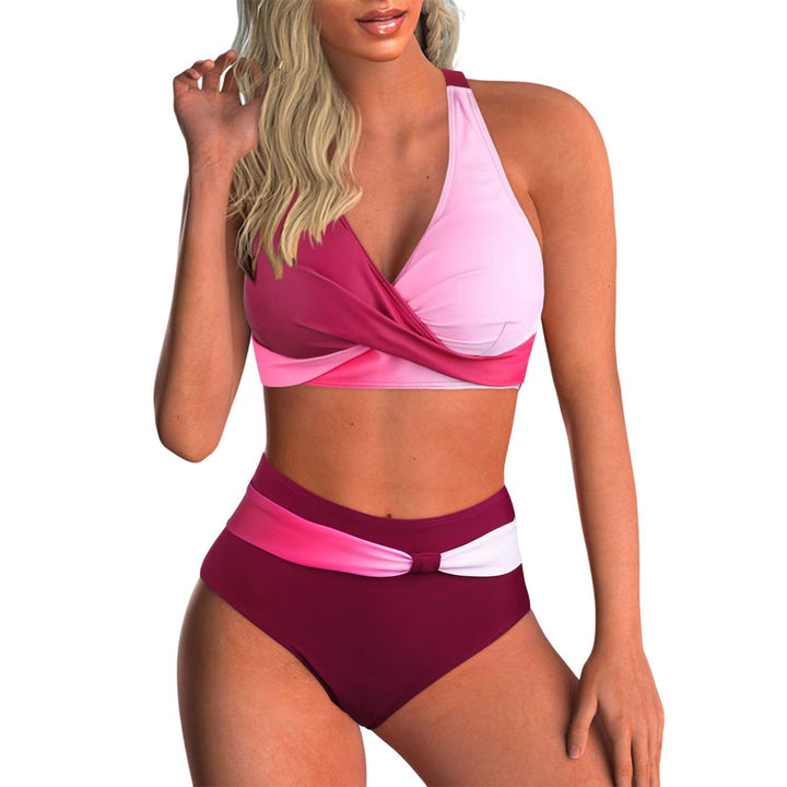 Damen Hochgeschnittenes Bikini-Set mit elegantem Wickel-Top und Comfort-Bund Drune