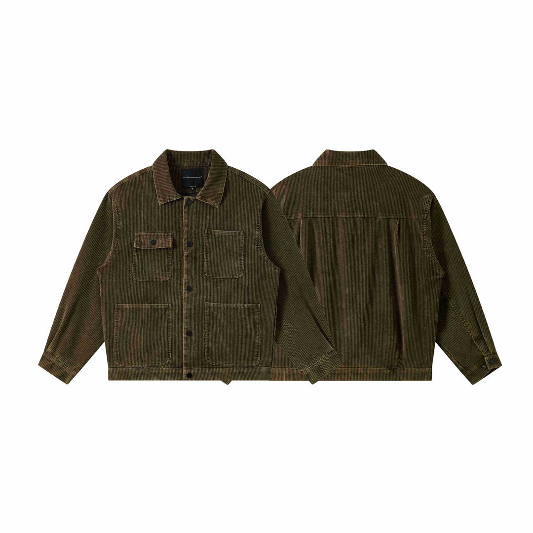 Herren Kord-Workwear-Blouson mit Pattentaschen und kastigem Schnitt Drune