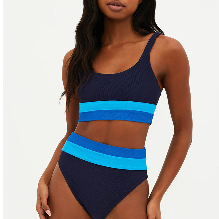 Damen Sportliches Bikini-Set mit komfortablem Crop-Top und hochgeschnittenem Höschen Drune