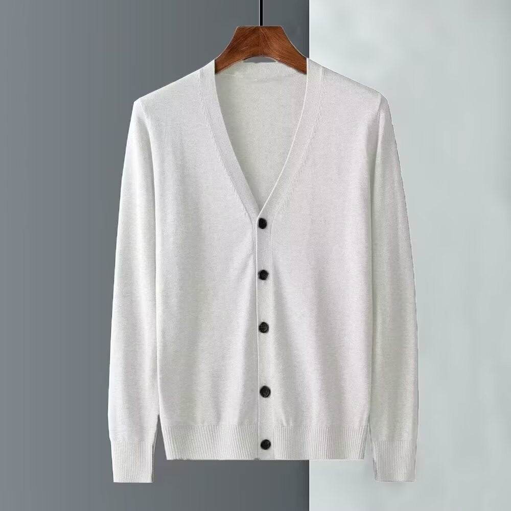 Herren Elegante Strickjacke mit V-Ausschnitt und Knopfverschluss Drune