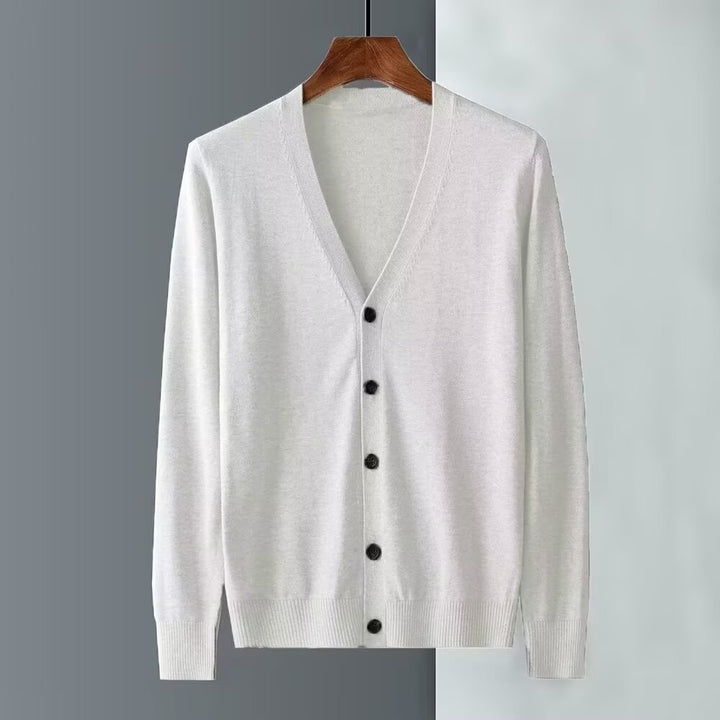 Herren Elegante Strickjacke mit V-Ausschnitt und Knopfverschluss Drune
