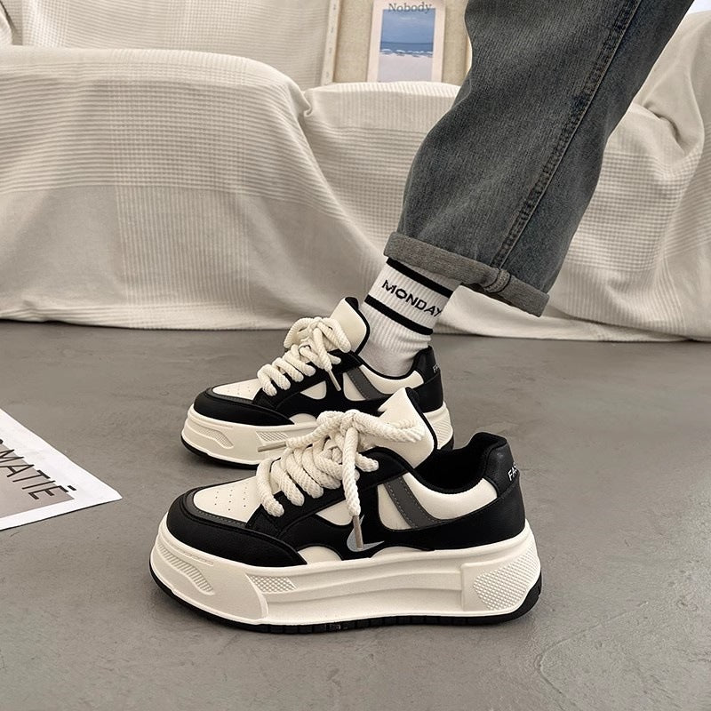 Damen modische Sneaker mit hohem Plateau und atmungsaktiver Obermaterial von Drune