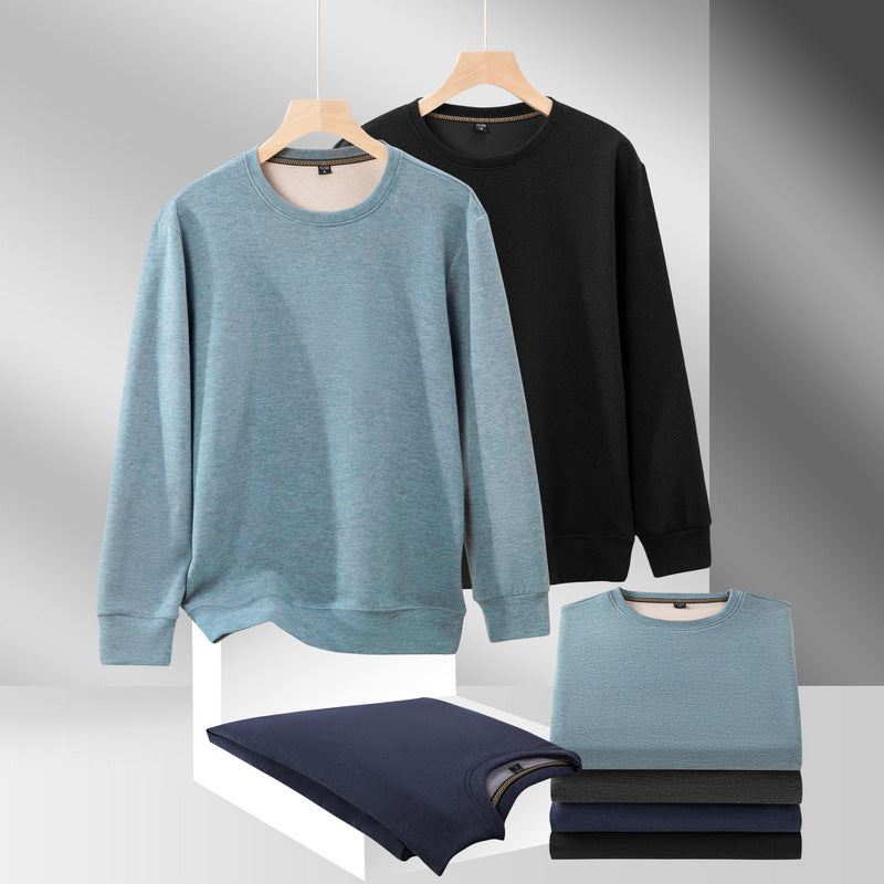 Herren Feines Rundhals-Sweatshirt aus Baumwollmix mit Regular-Fit und Rippbündchen Drune