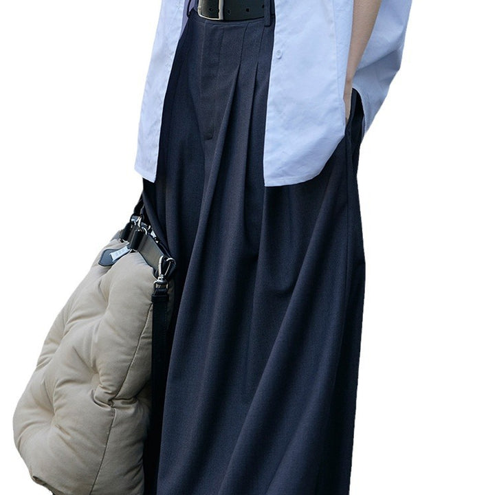 Damen Hochtaillierte Palazzo-Bundfaltenhose mit weitem, fließendem Bein Drune