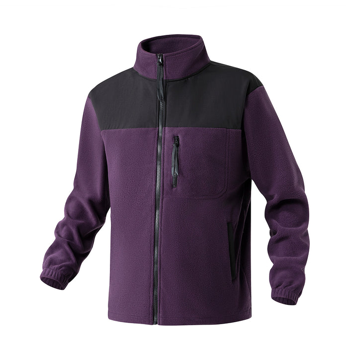 Herren Fleecejacke mit verstärktem Schulterpaneel, Stehkragen und Brustreißverschluss Drune