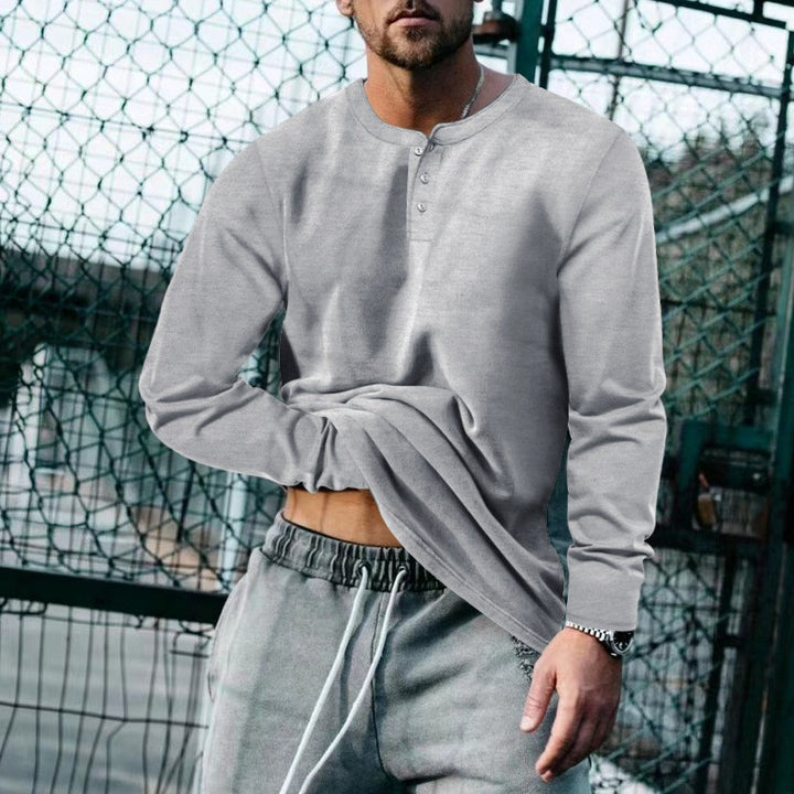 Herren Longsleeve Henley aus leichter Baumwollmischung Drune