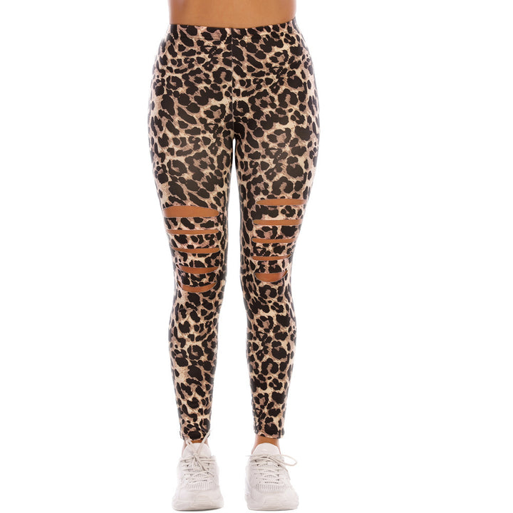Damen Modische Leggings mit Cut-Outs im Leopardenmuster Drune