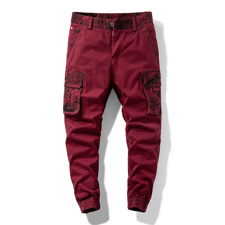 Herren Cargo-Joggerhose mit Multifachtaschen, elastischem Saum & Camouflage-Akzent Drune