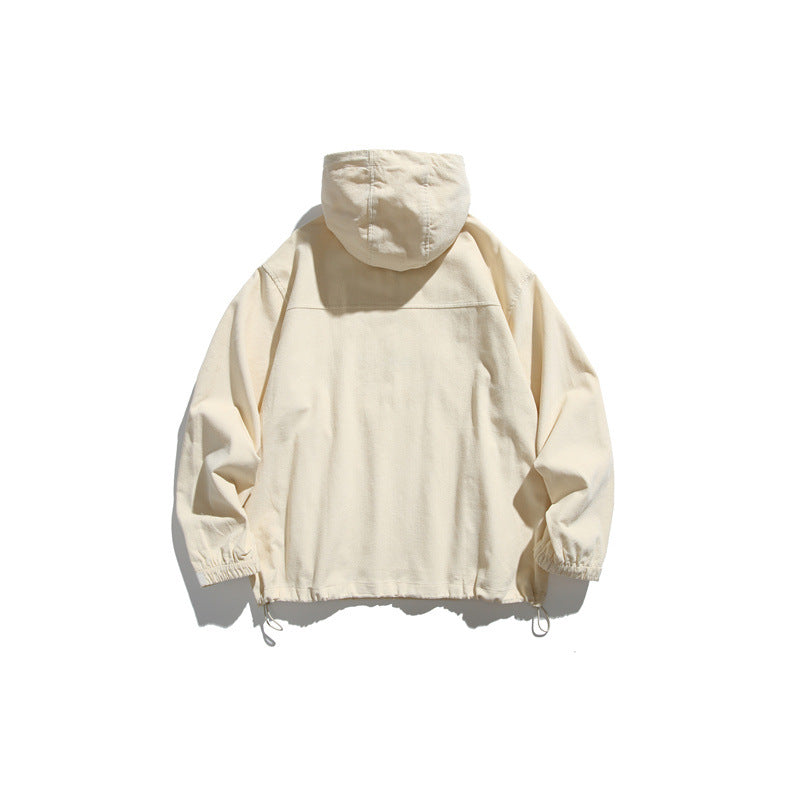 Unisex Oversize Kapuzen-Anorak mit Halbzip, Tunnelzug und Reißverschlusstaschen Drune
