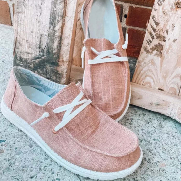 Damen nan Segeltuch-Mokassin-Sneaker mit elastischer Schnürung gepolstertem Komfortfußbett und profilierter Gummisohle Drune