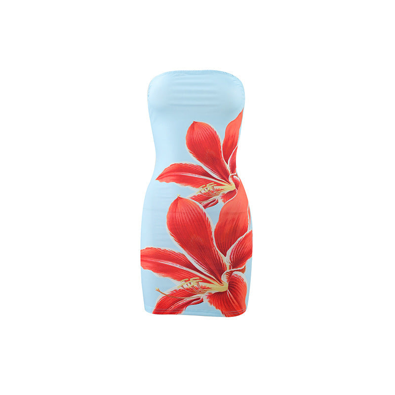 Damen Minikleid mit floralem Print und figurbetontem Schnitt Drune