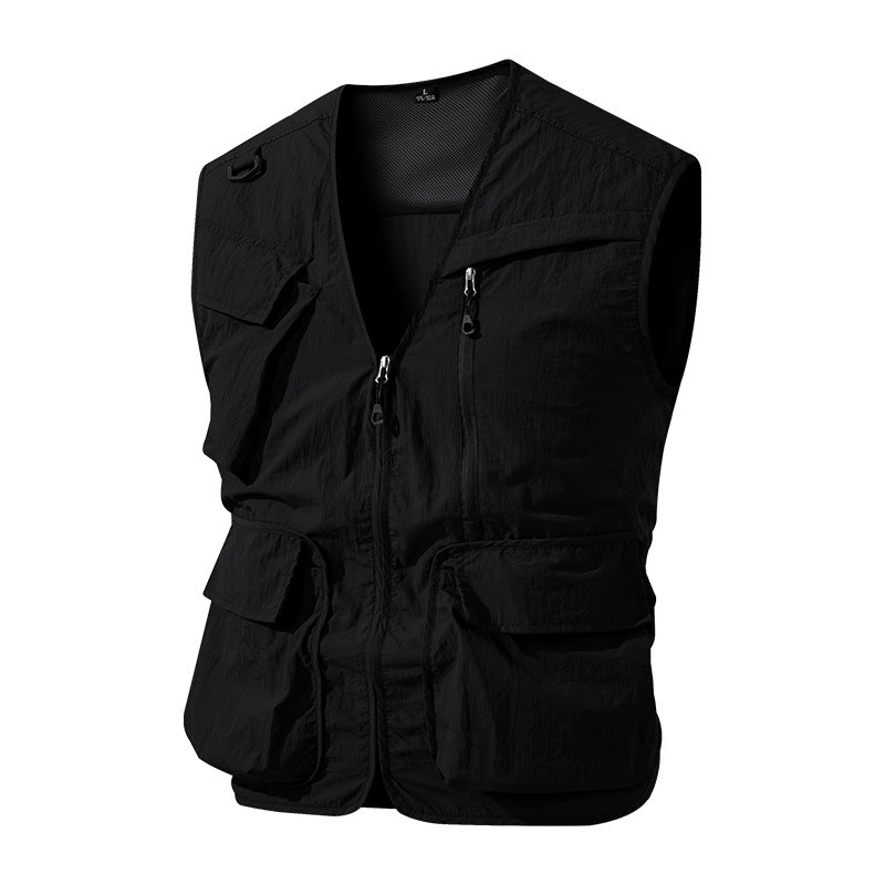 Herren Multifunktionale Outdoor-Utility‑Weste mit Mesh‑Innenfutter und zahlreichen Taschen Drune