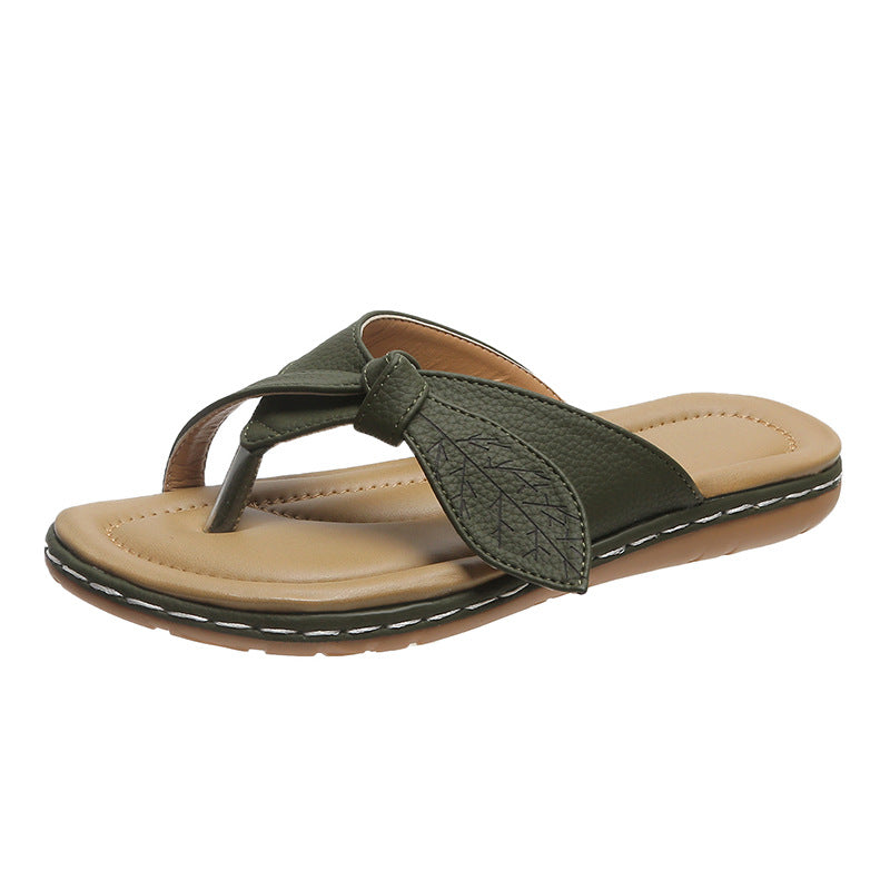 Damen Zehentrenner-Sandalen mit modischem Leaf-Design und anatomischem Fußbett Drune