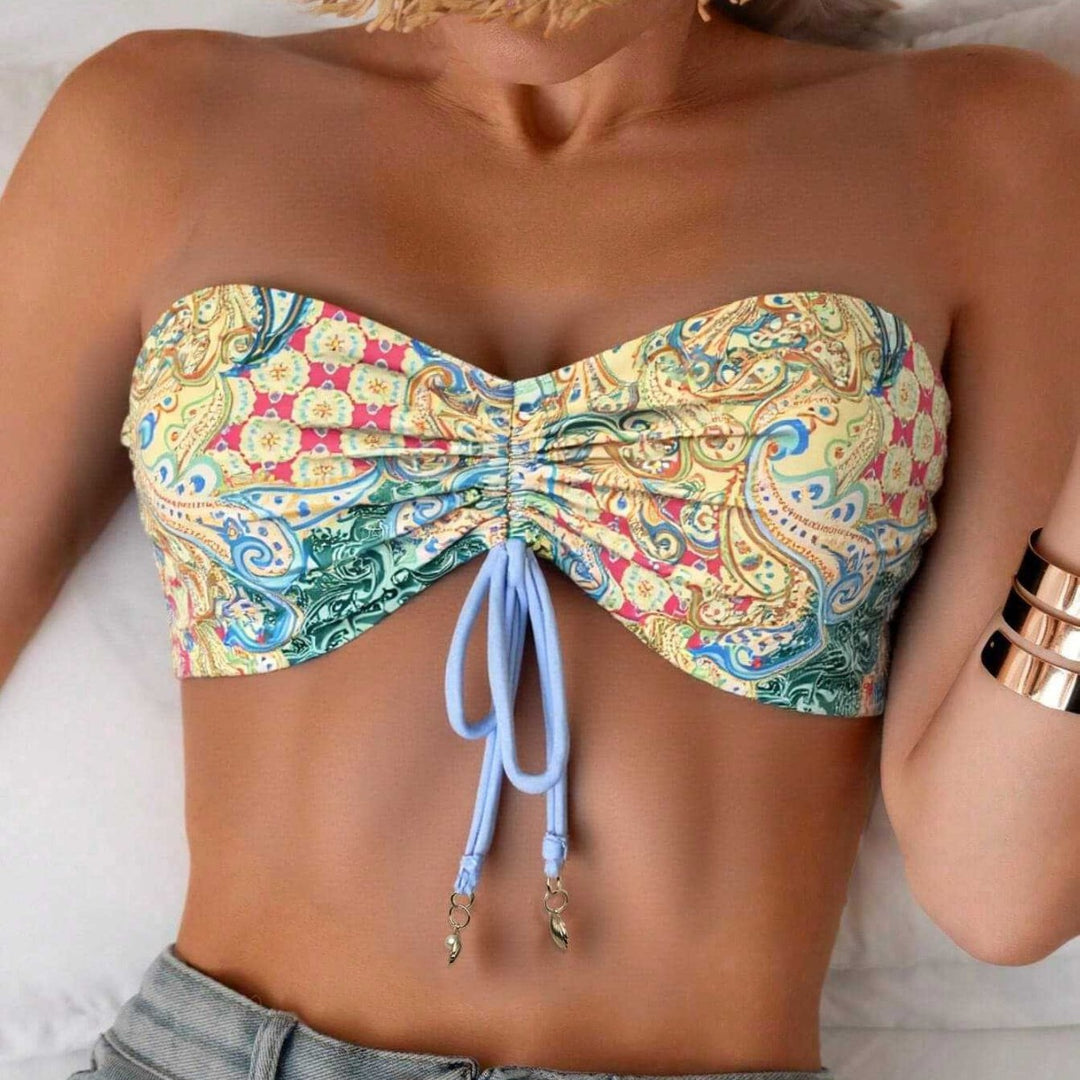 Damen Bandeau-Bikini-Oberteil mit verspieltem Muster Drune