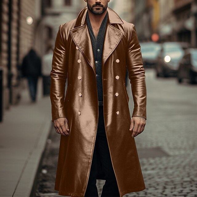 Herren Eleganter langer Trenchcoat aus hochwertigem Material Drune