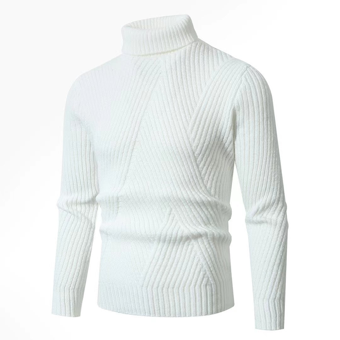Herren Strickpullover mit hohem Kragen und strukturiertem Zopfdesign Drune