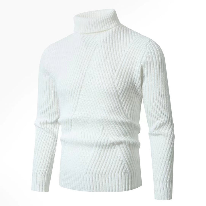 Herren Strickpullover mit hohem Kragen und strukturiertem Zopfdesign Drune