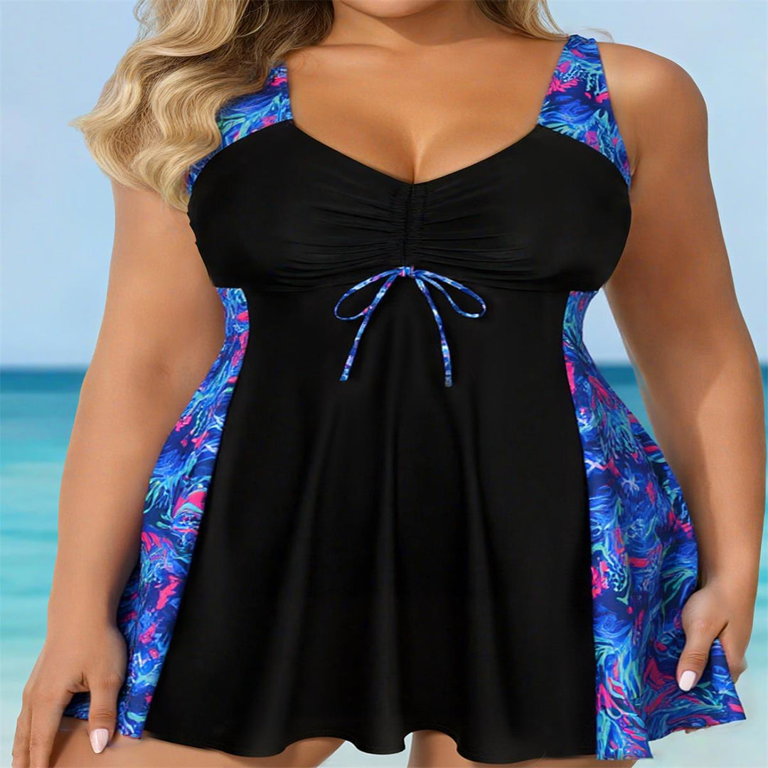 Damen Strandkleid Badeanzug mit elegantem Leopardenmuster Drune