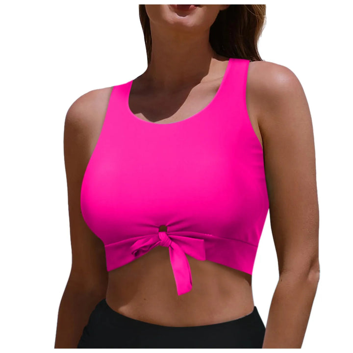 Damen Sportlicher Crop-Top mit Schlaufenbindung Drune