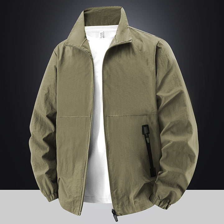 Herren Leichte Baumwoll-Mix-Übergangsjacke mit Stehkragen und verdecktem Reißverschluss Drune