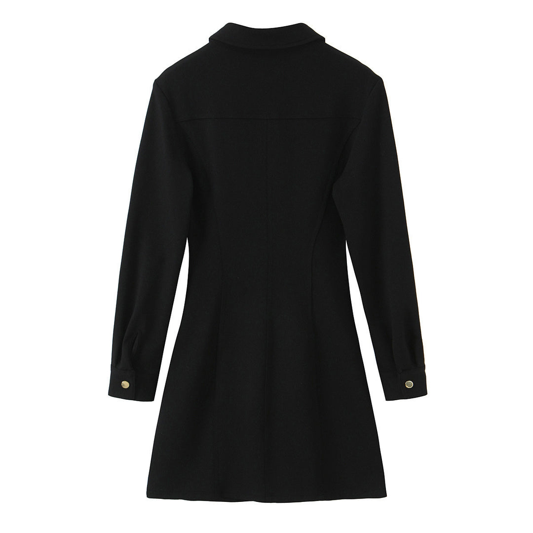 Damen Hemdblusenkleid mit Zierknopfleiste, Brusttaschen und Taillenraffung Drune