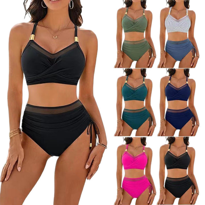 Damen Hochwertiges Bikini-Set mit transparenten Akzenten und modischem Wickeldesign Drune