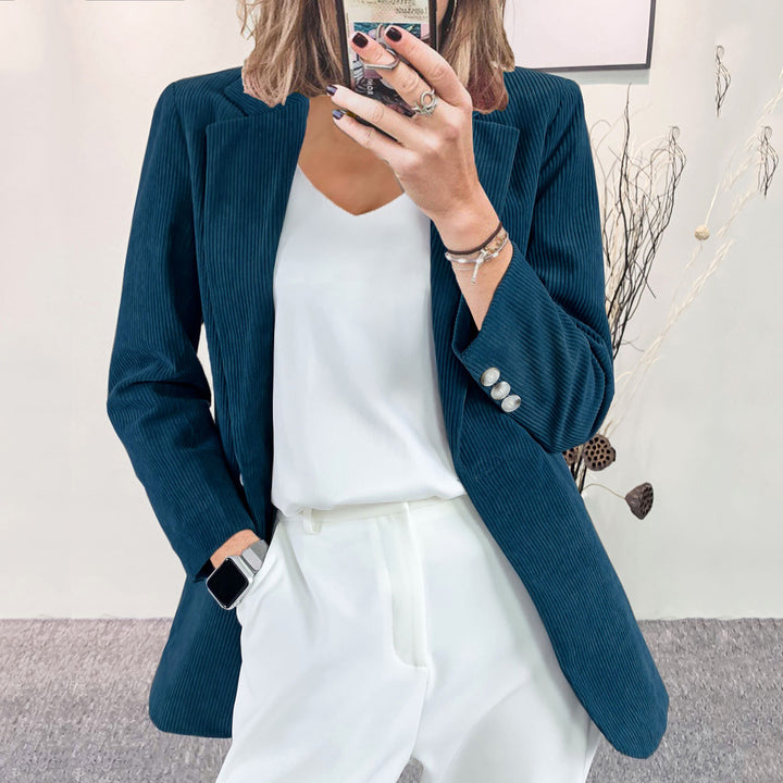 Damen Cordblazer im Oversized-Schnitt mit Revers und Schmuckknöpfen Drune
