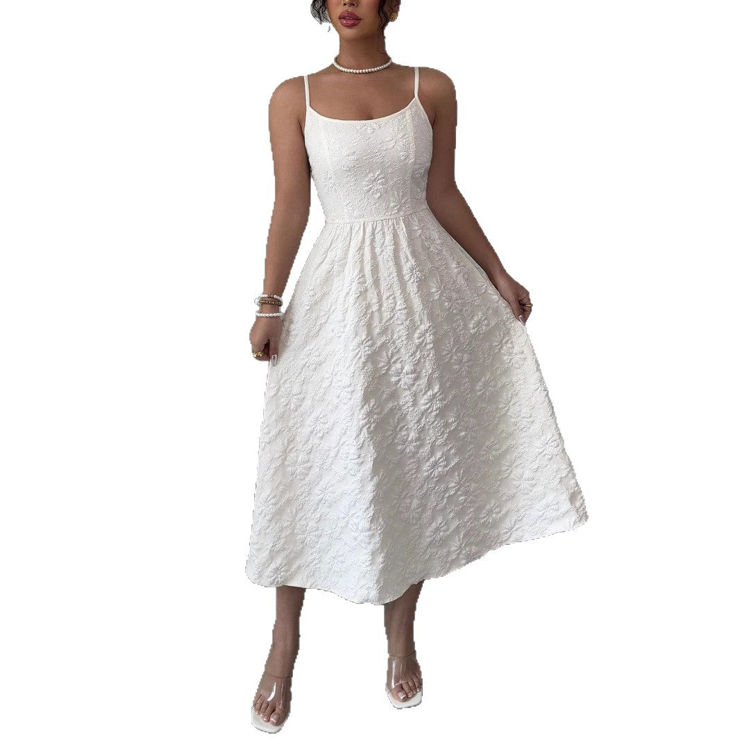 Damen Midikleid mit zarter Blumenstickerei Drune