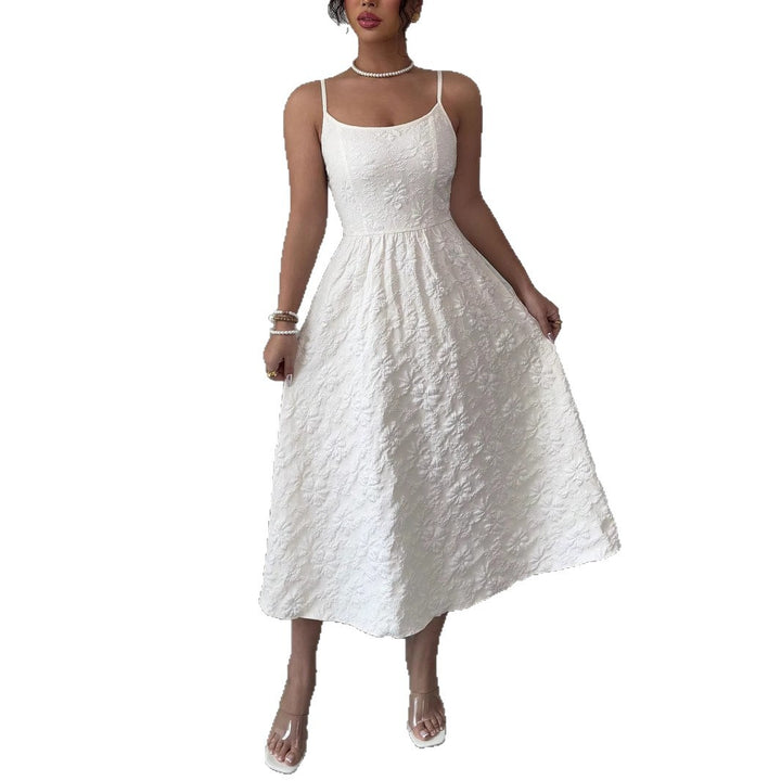 Damen Midikleid mit zarter Blumenstickerei Drune