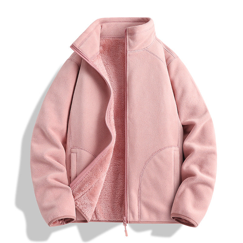 Herren Fleecejacke mit Sherpa‑Teddyfutter, Stehkragen & Zwei‑Wege‑Reißverschluss Drune
