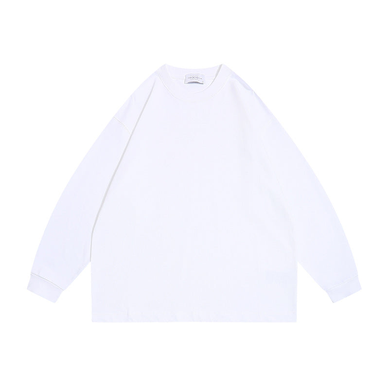 Unisex Oversize-Langarmshirt aus schwerer Baumwollmischung mit Rundhalsausschnitt und gerippten Bündchen Drune
