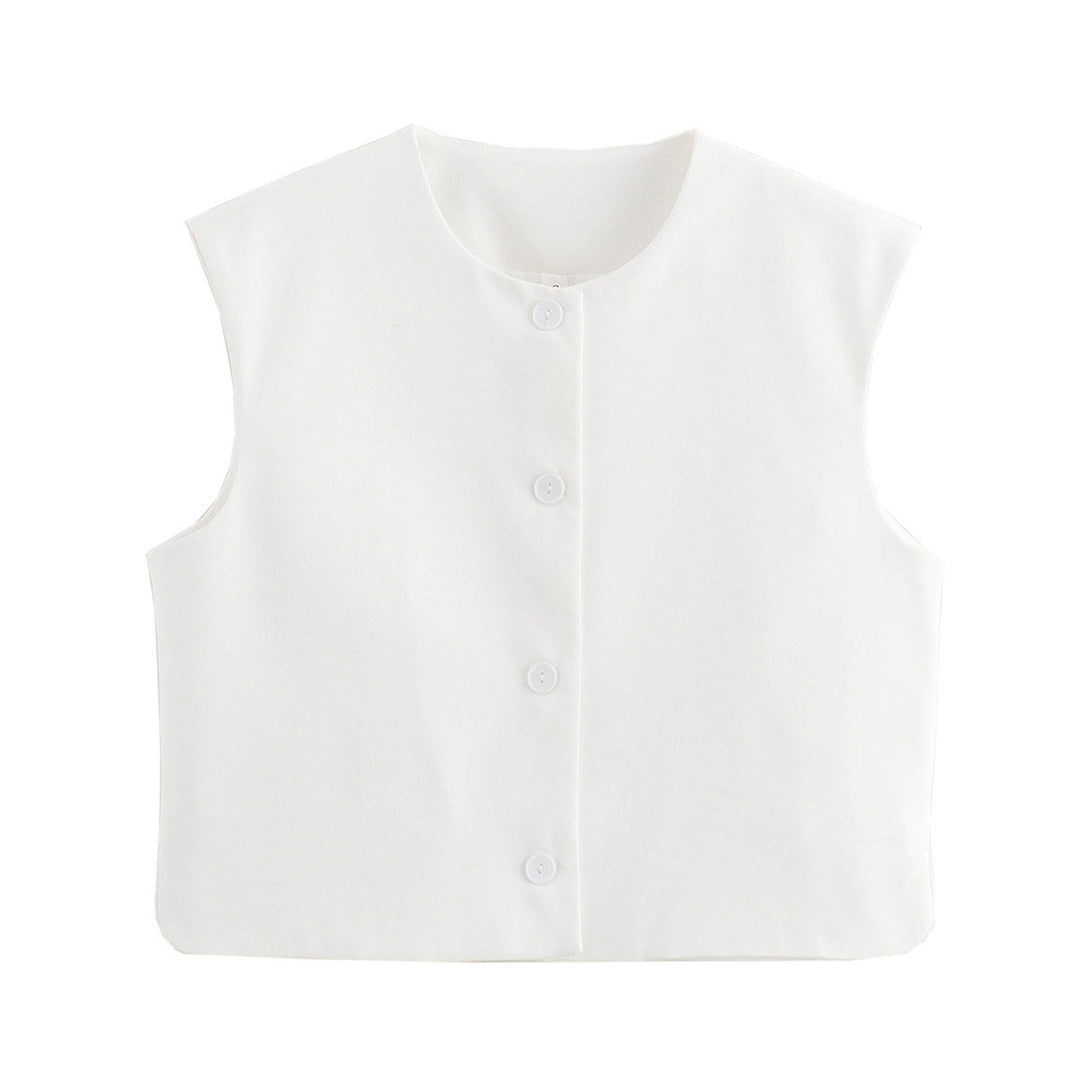 Damen elegante ärmellose Weste mit Knopfdetails Drune