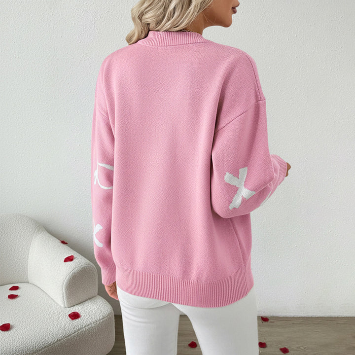 Damen Verspielter Pullover mit Schleifenmotiven Drune