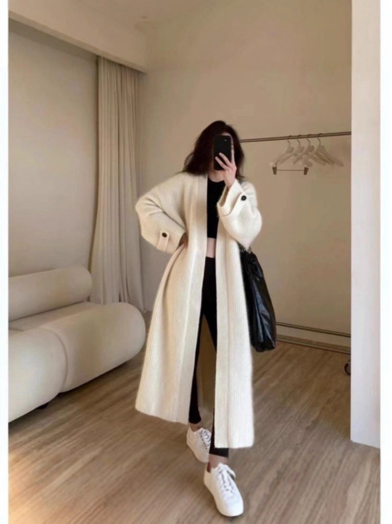 Damen Maxi-Longcardigan aus weichem Rippenstrick mit breiten Manschetten Drune