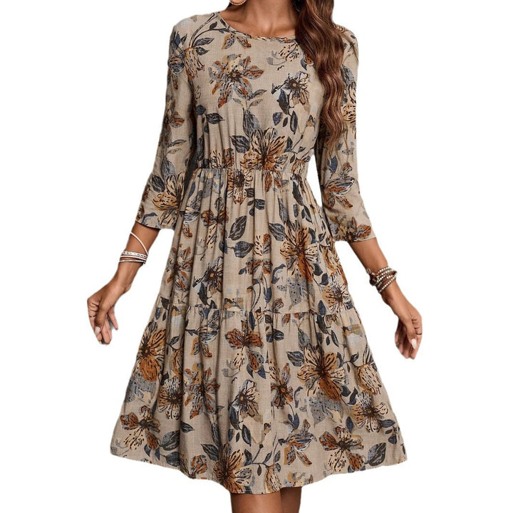Damen Midikleid mit lockerem Schnitt und floralen Mustern Drune