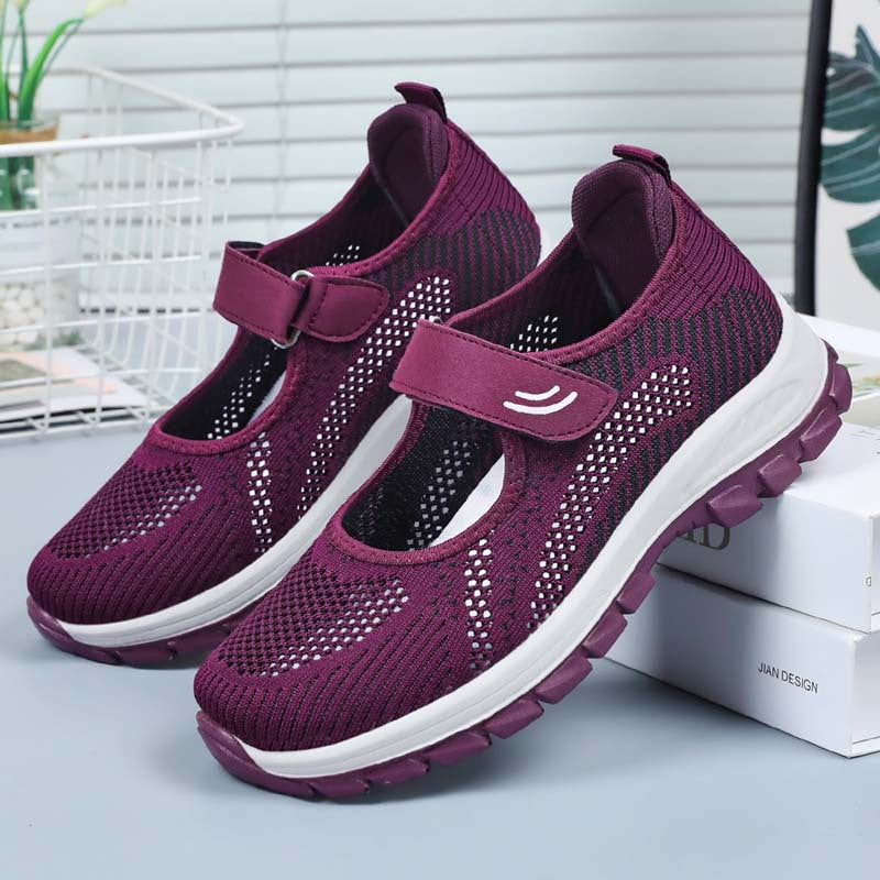 Damen Sportliche Slip-On Sneaker mit verstellbarem Riemen und atmungsaktiver Obermaterialstruktur Drune