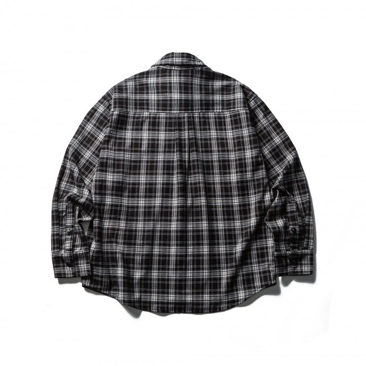 Herren Boxy-Flanell-Überhemd mit Karomuster, durchgehender Knopfleiste und gerundetem Saum Drune