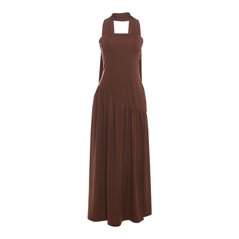 Damen Elegantes Maxikleid mit schulterfreier Silhouette und raffiniertem Schlitz Drune