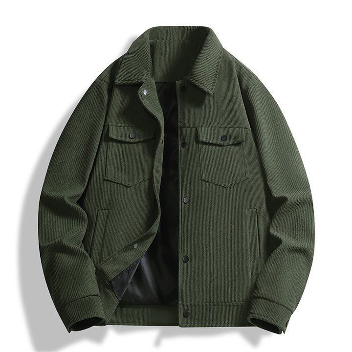 Herren Strukturierte Overshirt-Jacke mit wattierter Innenfütterung und Druckknopfblende Drune