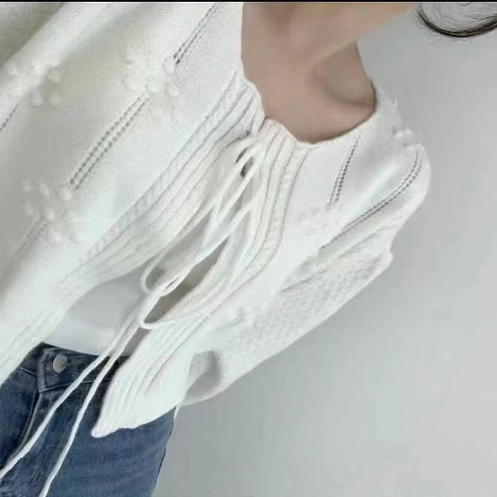 Damen Strickpullover mit verspieltem Schnüroberteil und strukturiertem Design Drune