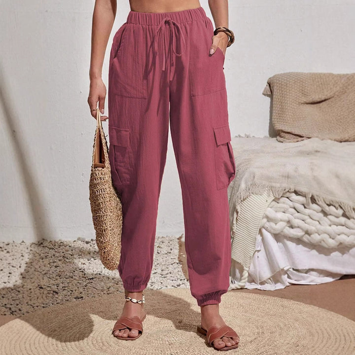 Damen Cargo-Jogginghose mit elastischem Bund, Kordelzug und aufgesetzten Taschen Drune