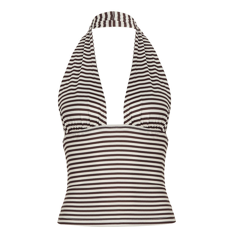 Damen Haltertop mit Streifenmuster und modischem Schnitt Drune