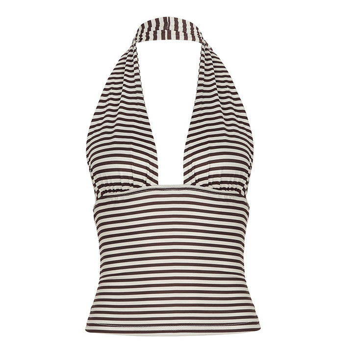 Damen Haltertop mit Streifenmuster und modischem Schnitt Drune