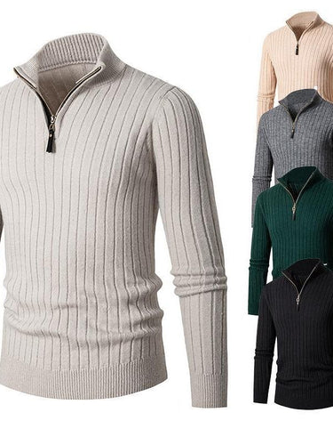 Herren Pullover mit Stehkragen und strukturiertem Rippdesign Drune