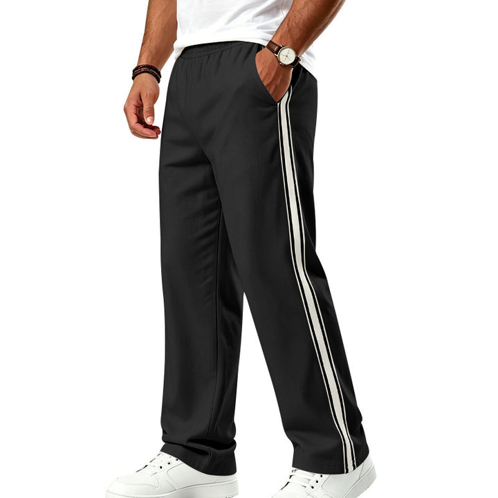 Herren Relaxte Trackhose mit seitlichem Doppelstreifen und elastischem Bund Drune